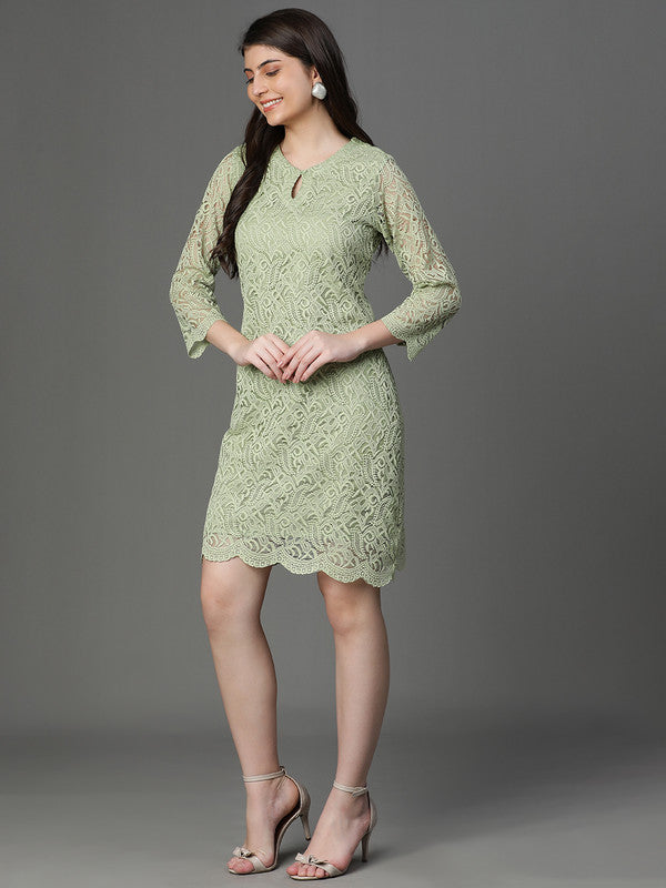 TUNIC-Green Color net fabric