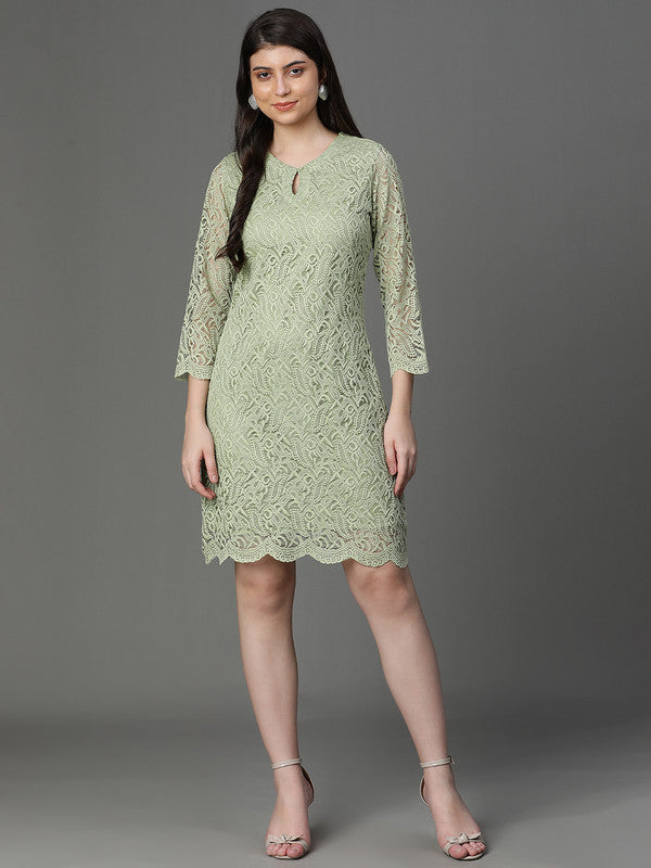 TUNIC-Green Color net fabric