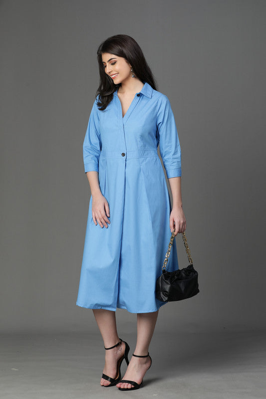DRESS-Blue cotton