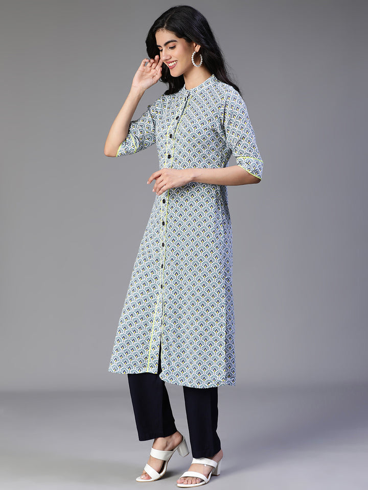 KURTA-Green Rayon Printed Kurta