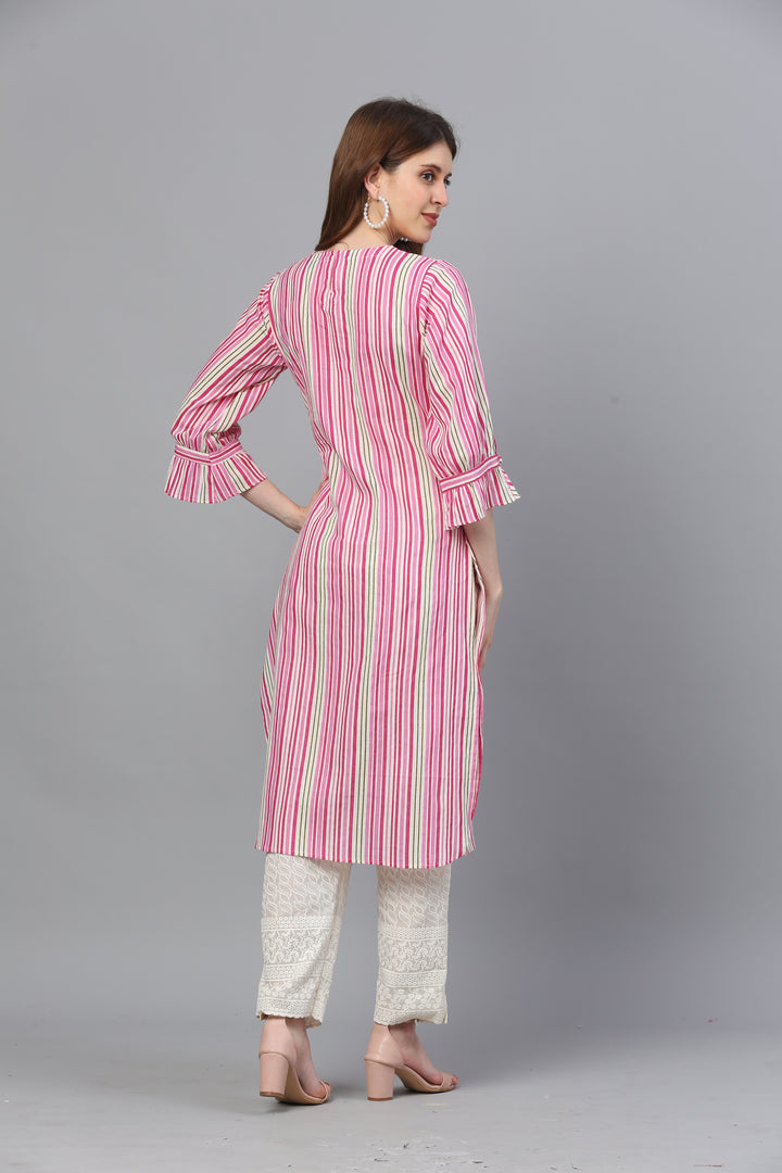 KURTA-CREAM COTTON STRIPE