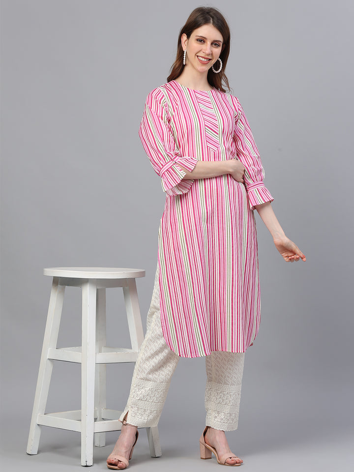 KURTA-CREAM COTTON STRIPE