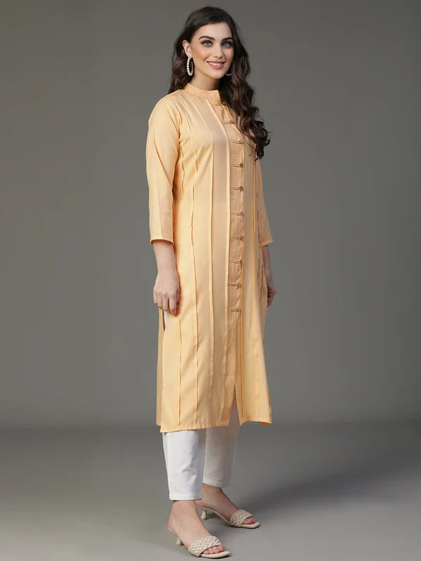 KURTA-Beige Two tone Rayon Slub Kurta