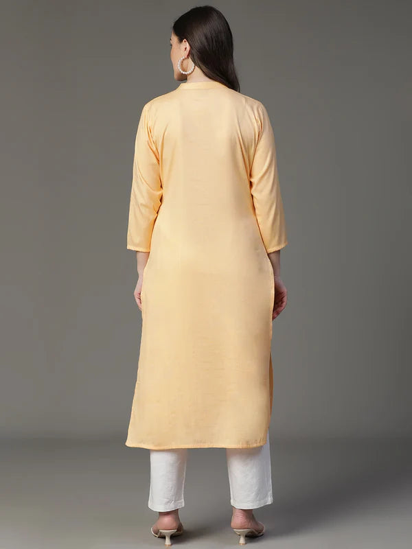 KURTA-Beige Two tone Rayon Slub Kurta