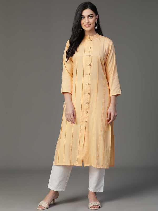 KURTA-Beige Two tone Rayon Slub Kurta