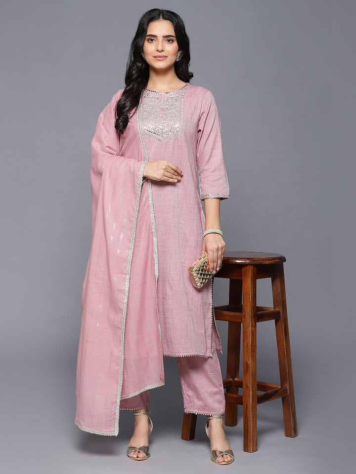 DUPATTA SET-MAUVE URBAN 3PC STRAIGHT CUT RAYON