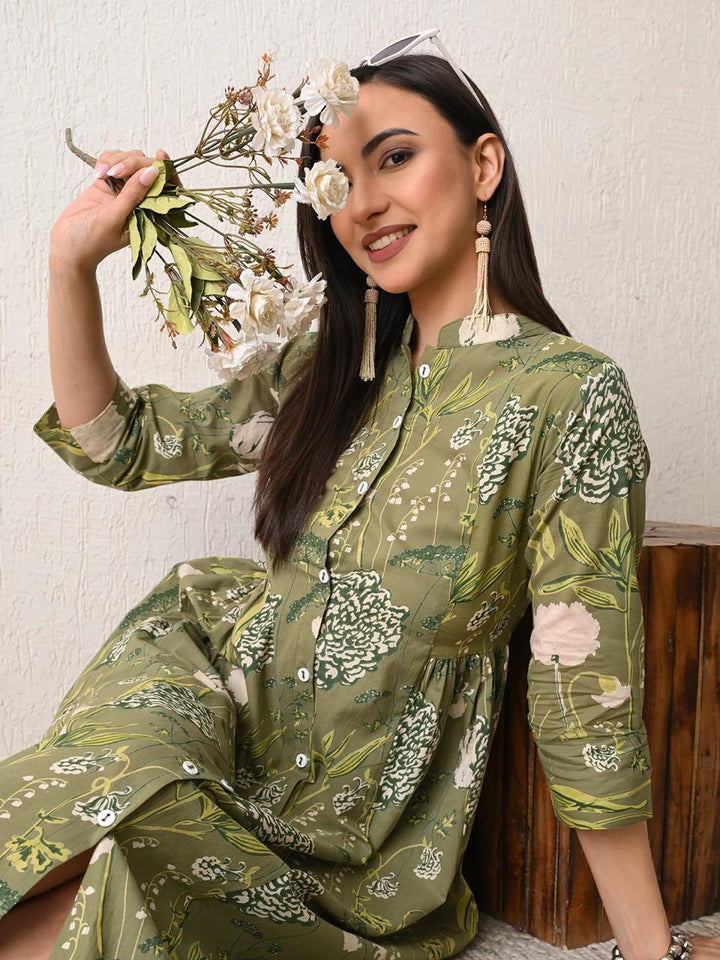 DRESS-Green Cotton