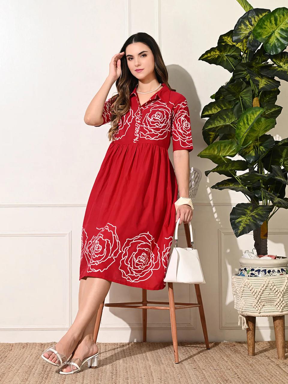 DRESS-Red Cotton