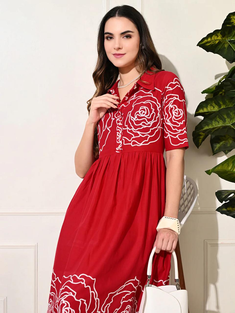 DRESS-Red Cotton