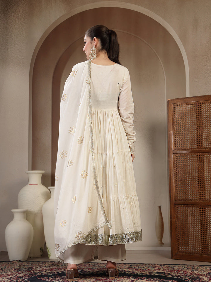 DUPATTA SET-Anarkali Malmal Cotton