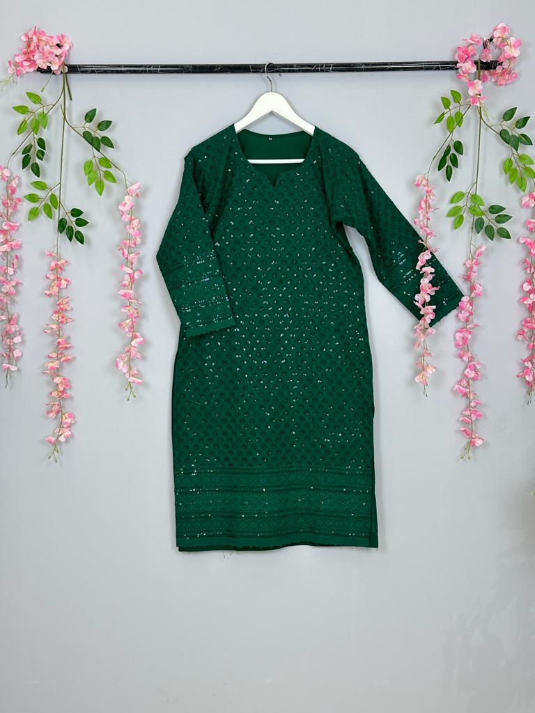 KURTA - Luckhnow chikankari Green Kurta