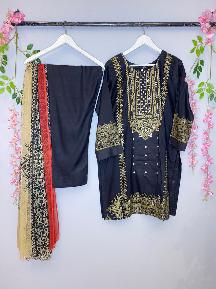 DUPATTA SET - Black color with Zari work Dupatta set