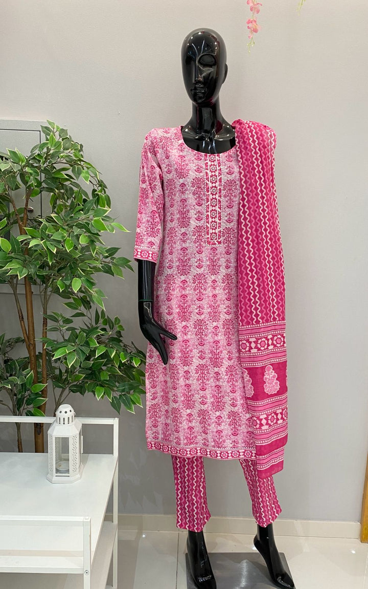 DUPATTA SET - Pink color Cotton Dupatta set.