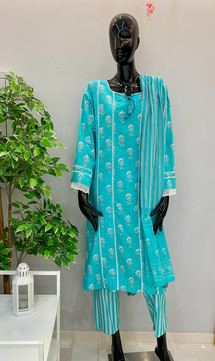 DUPATTA SET - Turquoise Blue color Dupatta set