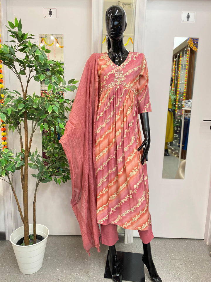 DUPATTA SET-PINK, MUSLIN