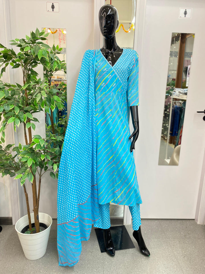 DUPATTA SET-AQUA, COTTON