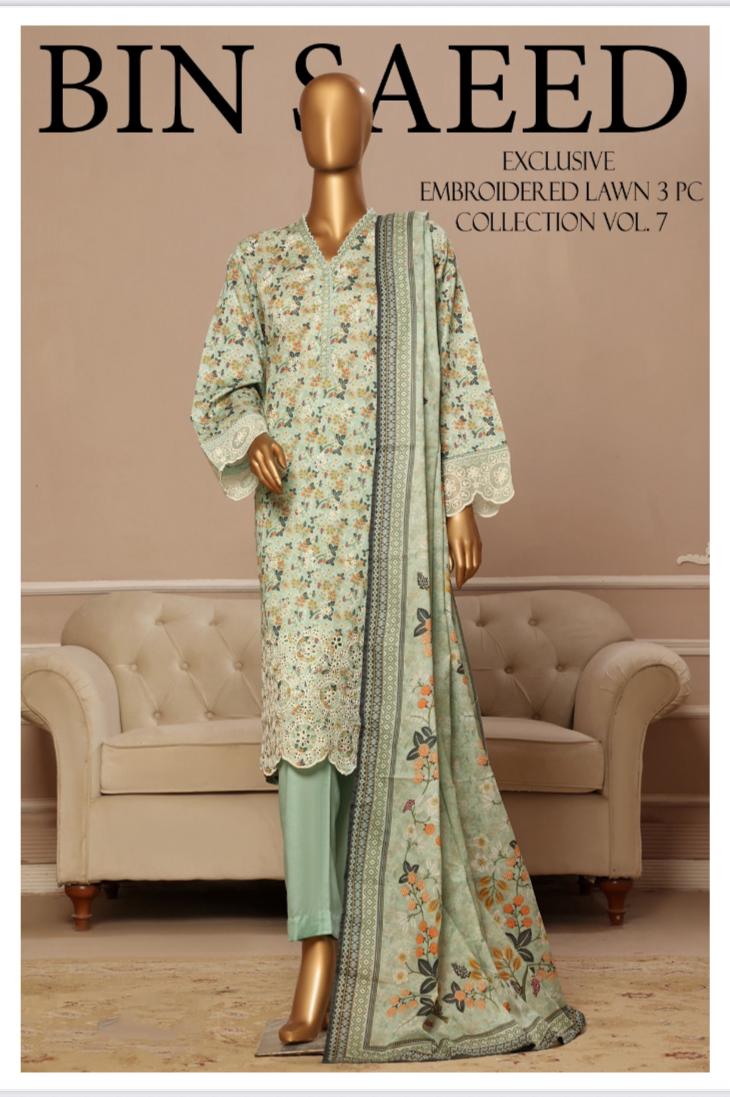 DUPATTA SET GREEN LAWN COTTON