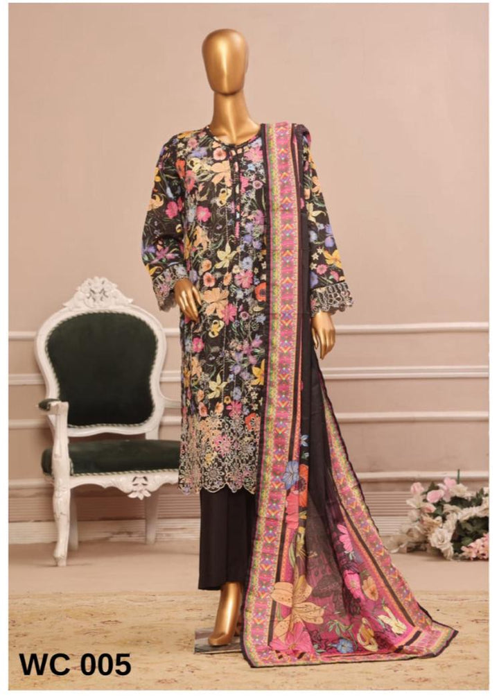 DUPATTA SET BLACK LAWN COTTON EMBROIDERED