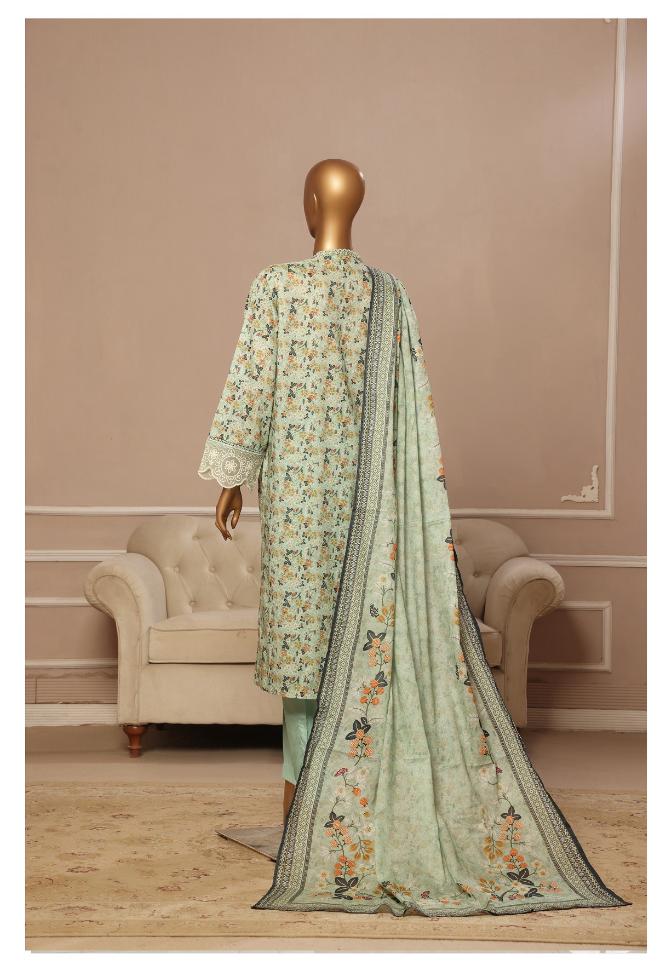DUPATTA SET GREEN LAWN COTTON