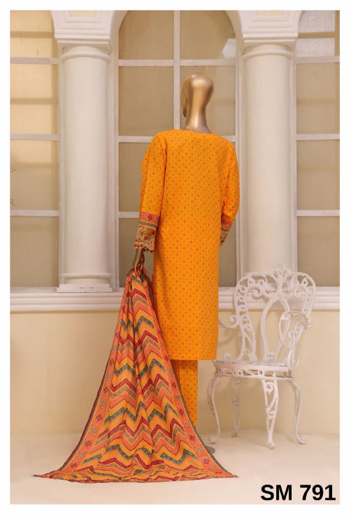DUPATTA SET ORANGE LAWN COTTON