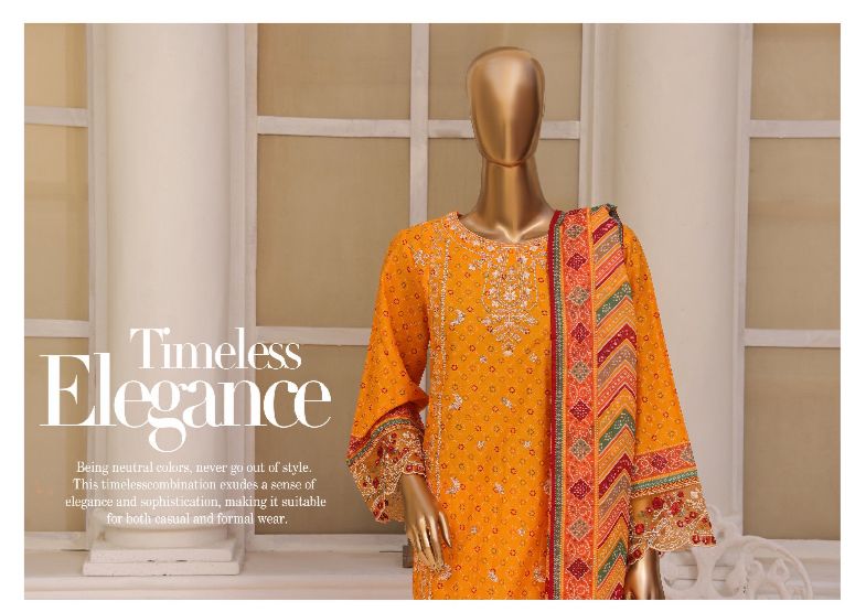 DUPATTA SET ORANGE LAWN COTTON