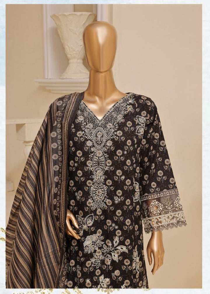 DUPATTA SET BLACK LAWN COTTON EMBROIDERED