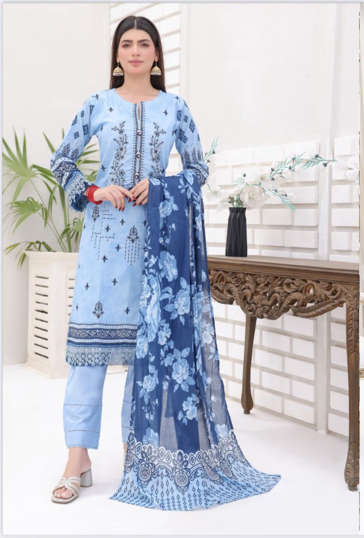 DUPATTA SET BLUE - BANA DORIA LAWN