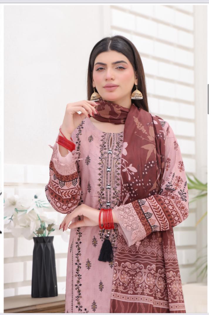 DUPATTA SET PINK - BANA DORIA LAWN
