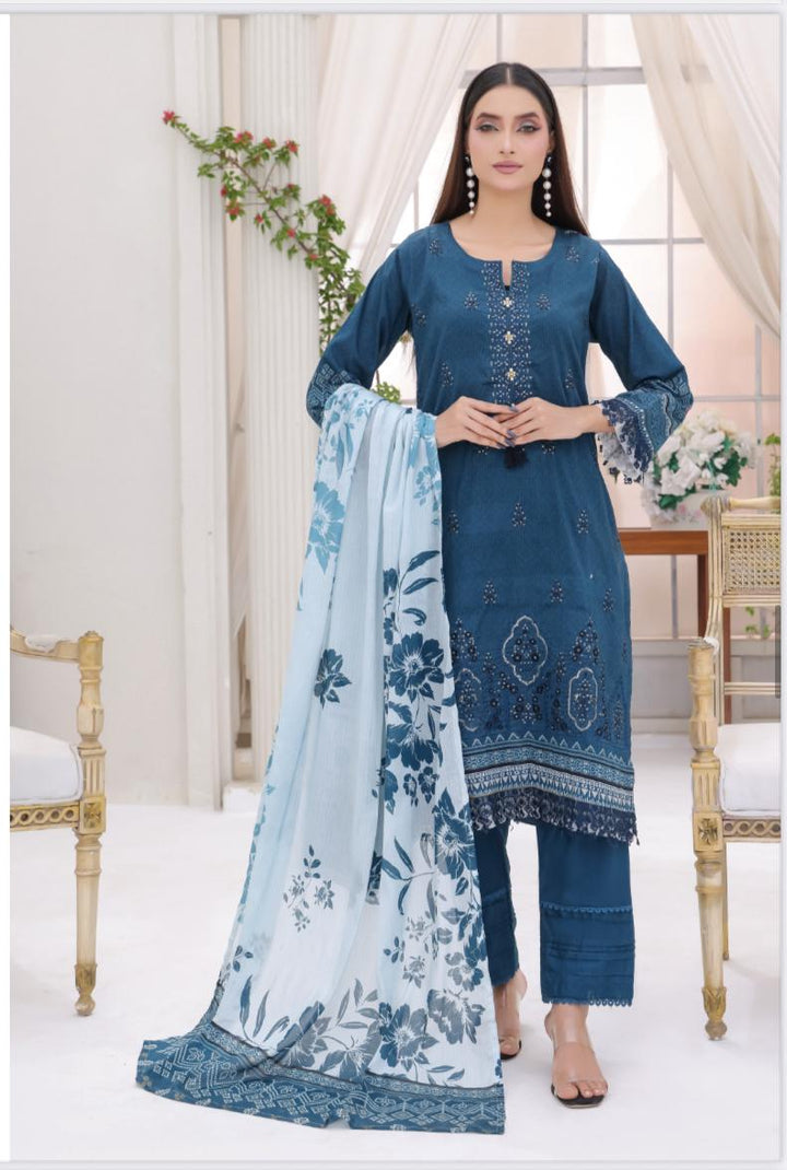 DUPATTA SET BLUE - BANA DORIA LAWN