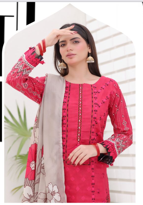 DUPATTA SET BERRY - BANA DORIA LAWN