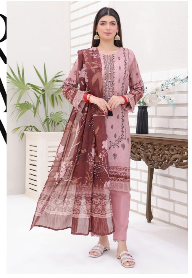 DUPATTA SET PINK - BANA DORIA LAWN