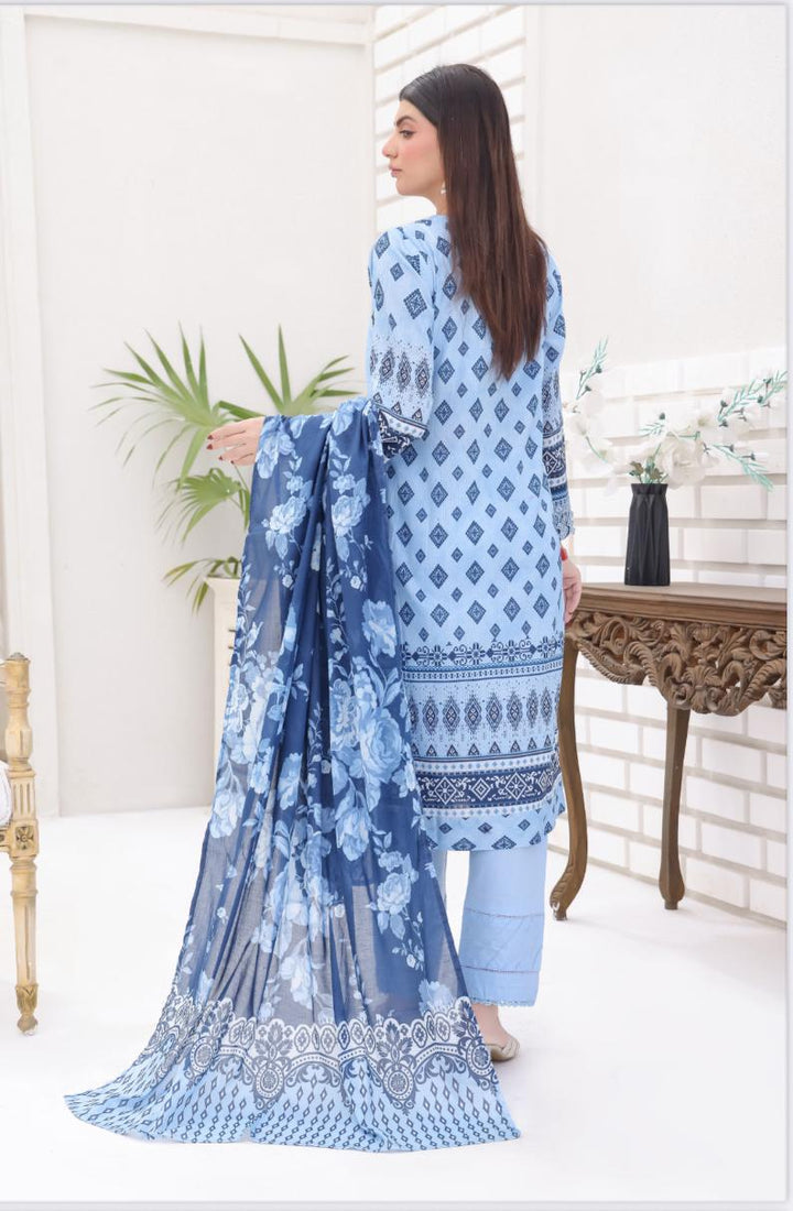 DUPATTA SET BLUE - BANA DORIA LAWN