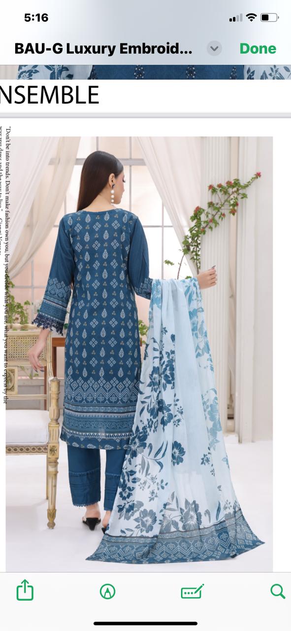 DUPATTA SET BLUE - BANA DORIA LAWN