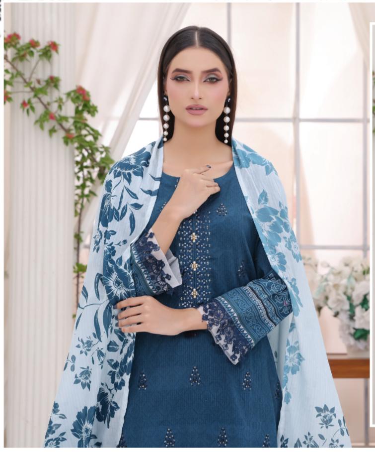 DUPATTA SET BLUE - BANA DORIA LAWN