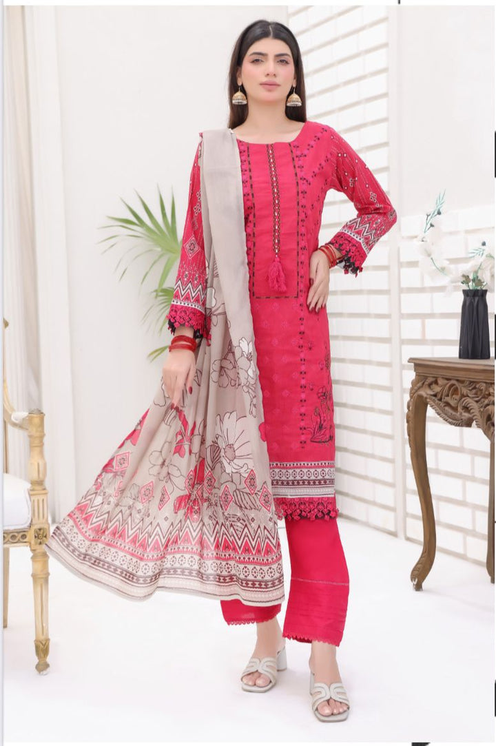 DUPATTA SET BERRY - BANA DORIA LAWN