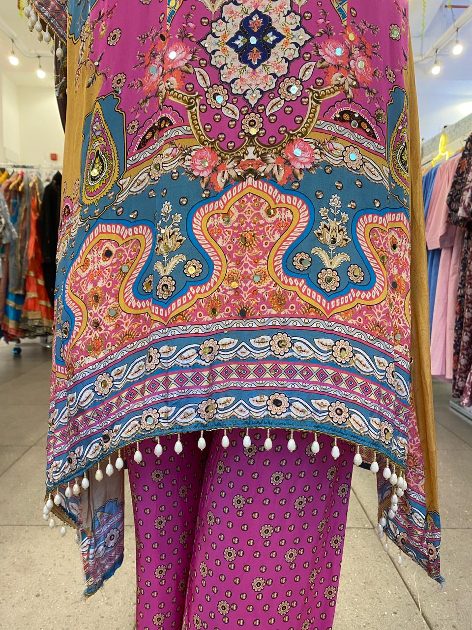 DUPATTA SET - Pure Crepe mustard printed 102413