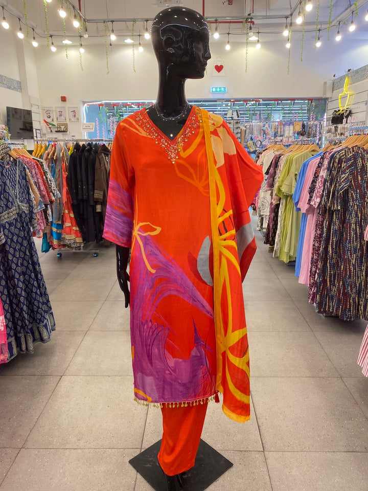 DUPATTA SET - Pure Chinon Straight fit floral printed 102418