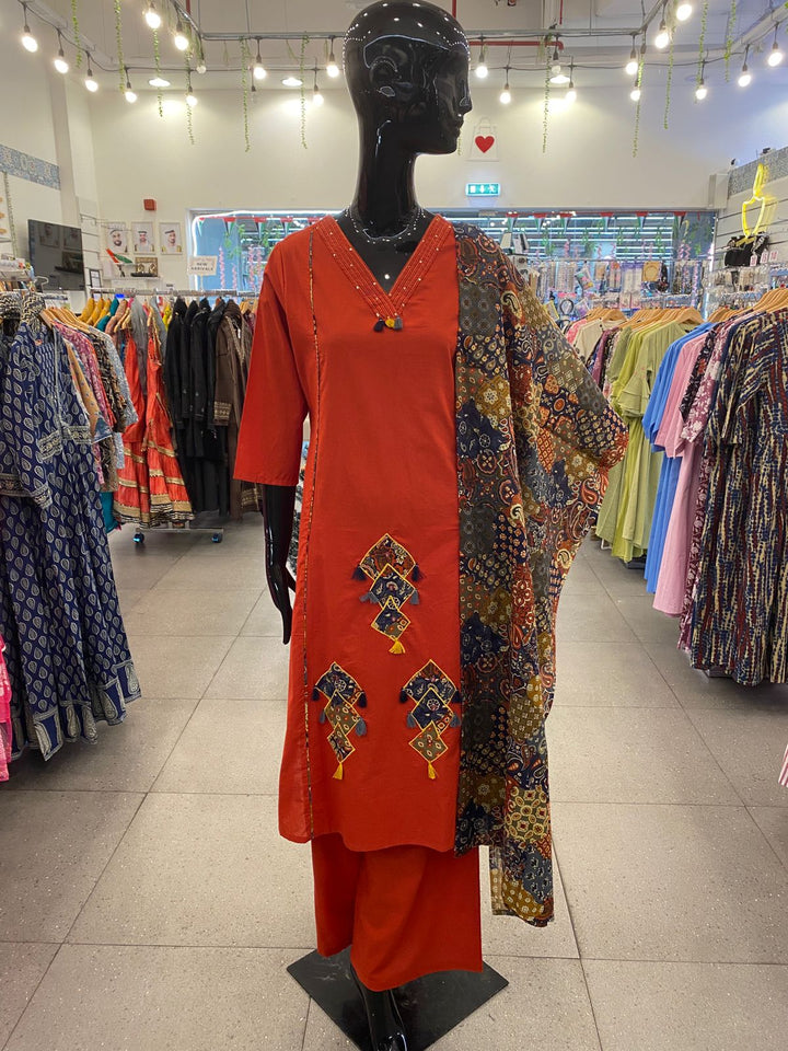 DUPATTA SET - Pure 100% cotton burgundy color 102422