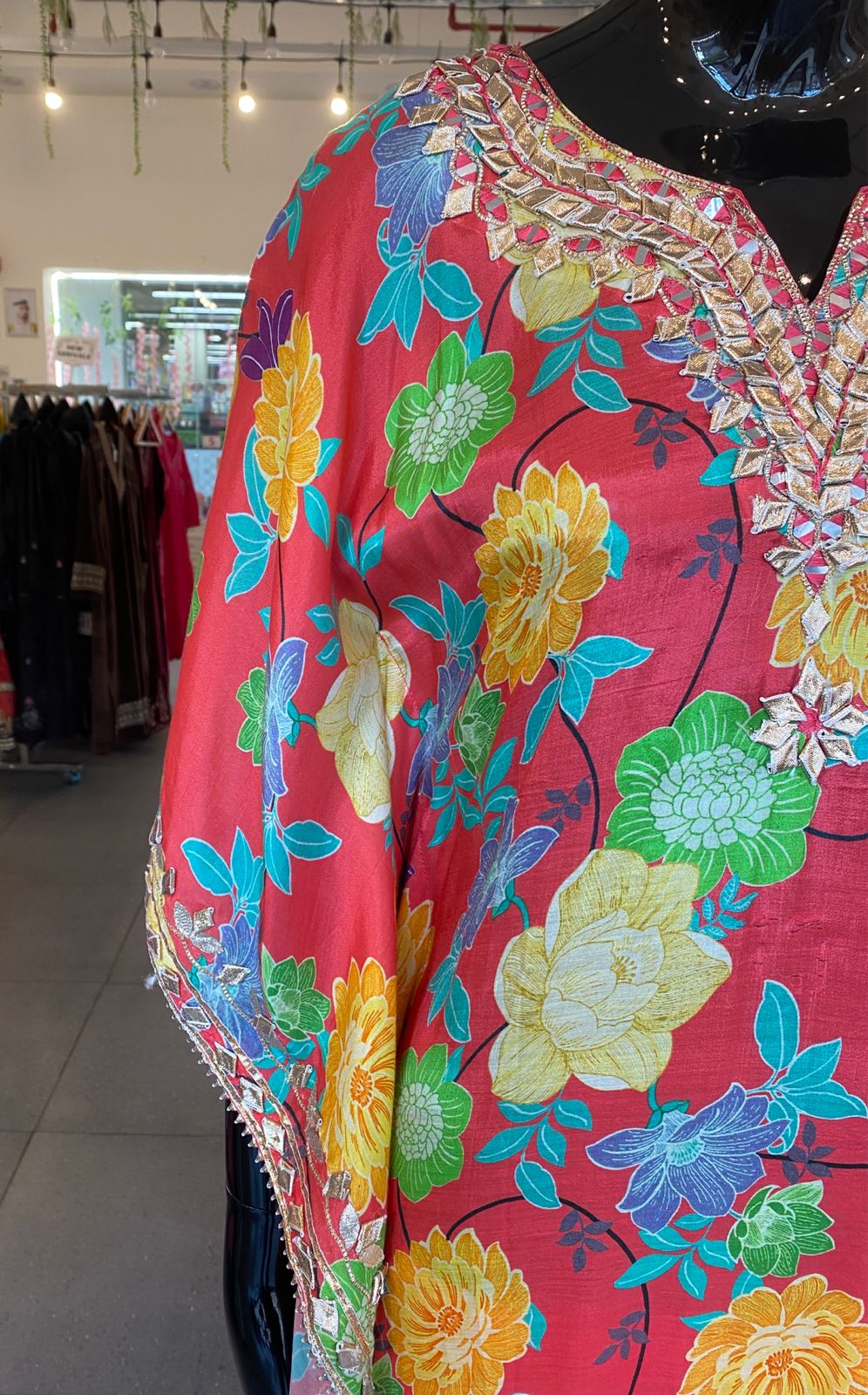 CO-ORDS, Pure Chinon Multicolor floral Kaftan set 102406