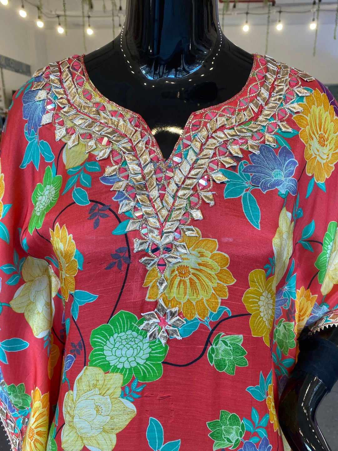 CO-ORDS, Pure Chinon Multicolor floral Kaftan set 102406