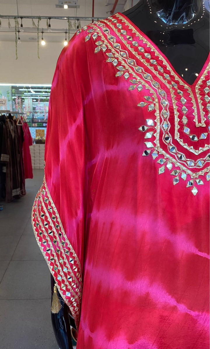 CO-ORD SET - Pure Crape red Kaftan tulip pant set 102409