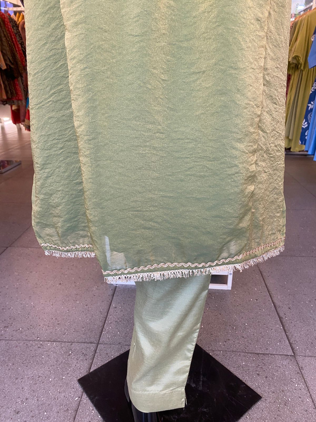 DUPATTA SET - Tissue Simmer Mehandi color straight cut 102407