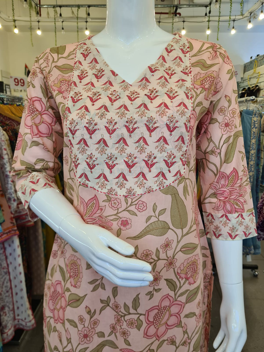 DUPATTA SET-Pink Floral Straight Cotton