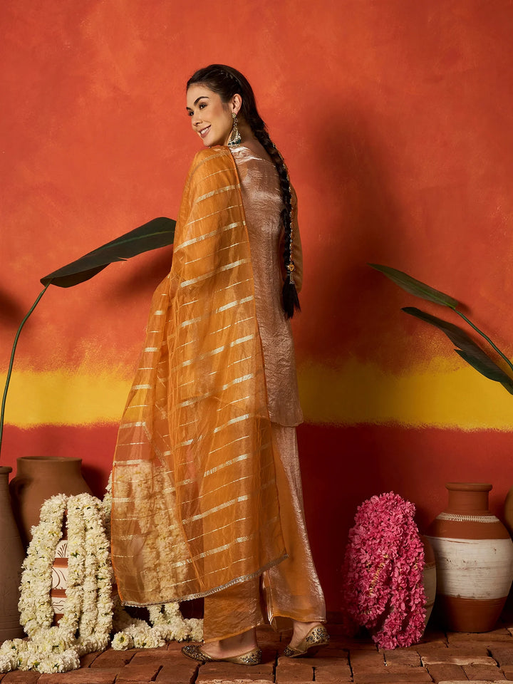 DUPATTA SET-Solid & Embroidered Silk A-Line