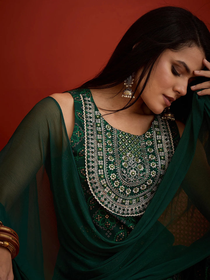 DUPATTA SET-Bandhej Short Kurti Farshi Salwar Set