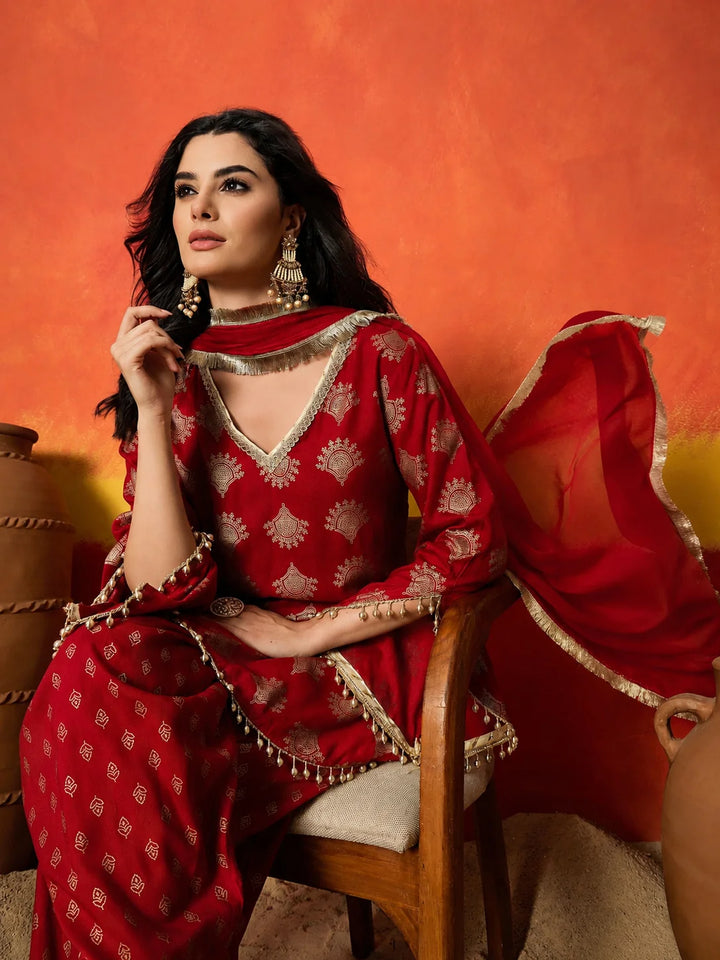 DUPATTA SET-Rayon Short Kurti Farshi Salwar Set