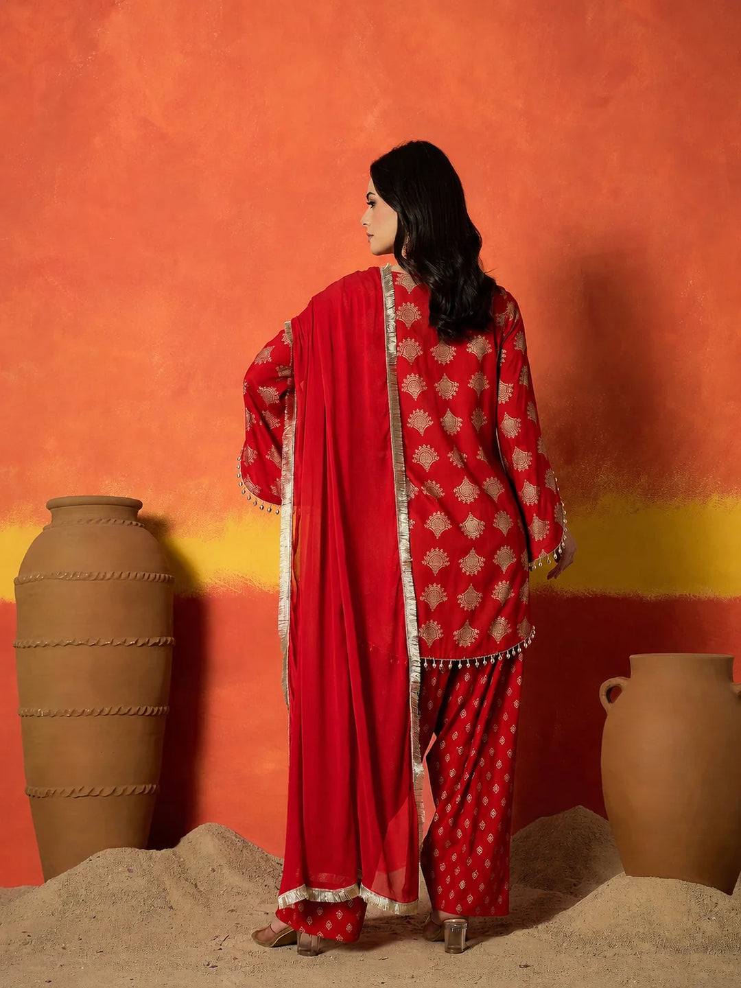 DUPATTA SET-Rayon Short Kurti Farshi Salwar Set