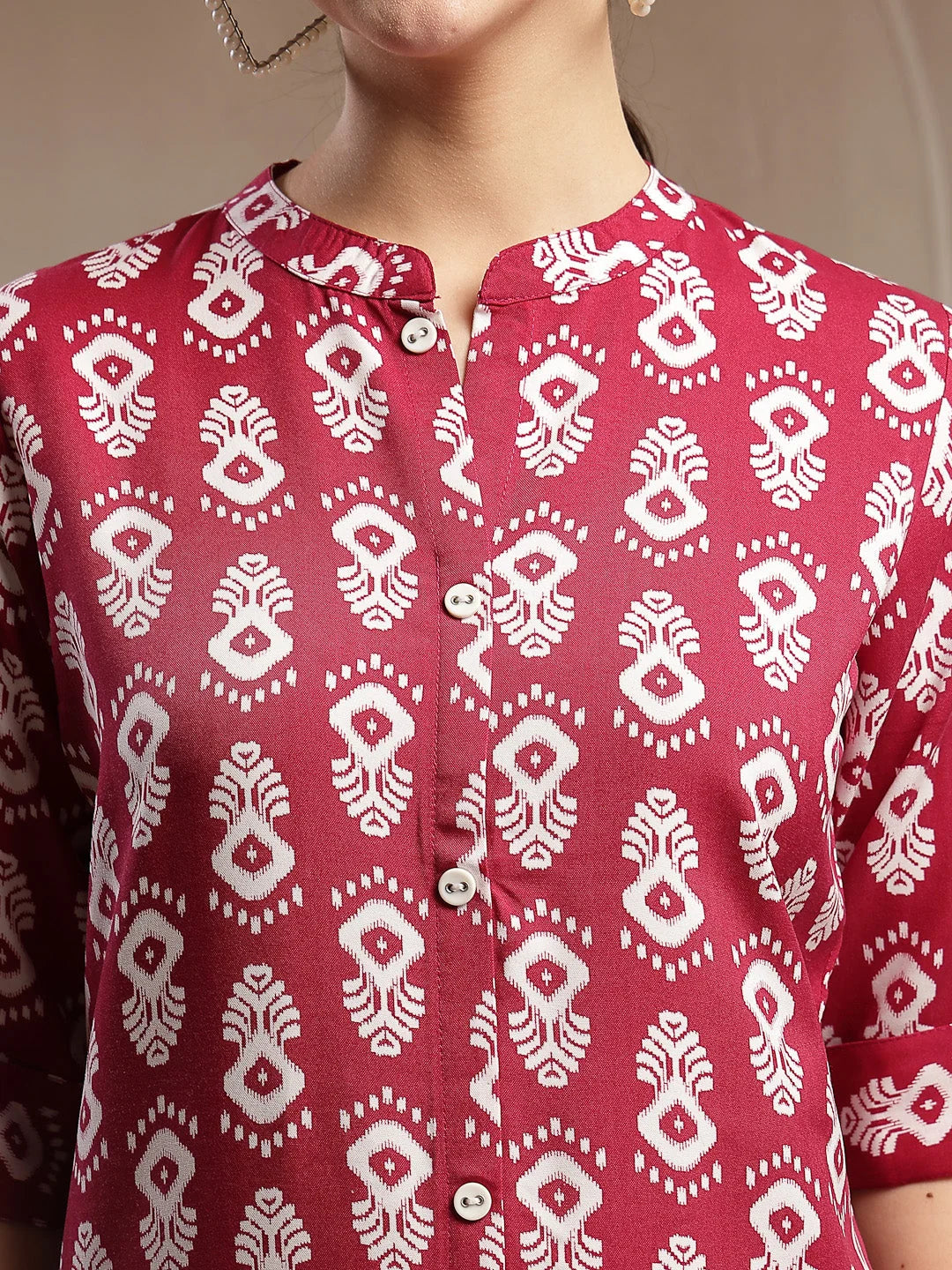 KURTA-Ikkat Printed Cotton A-line