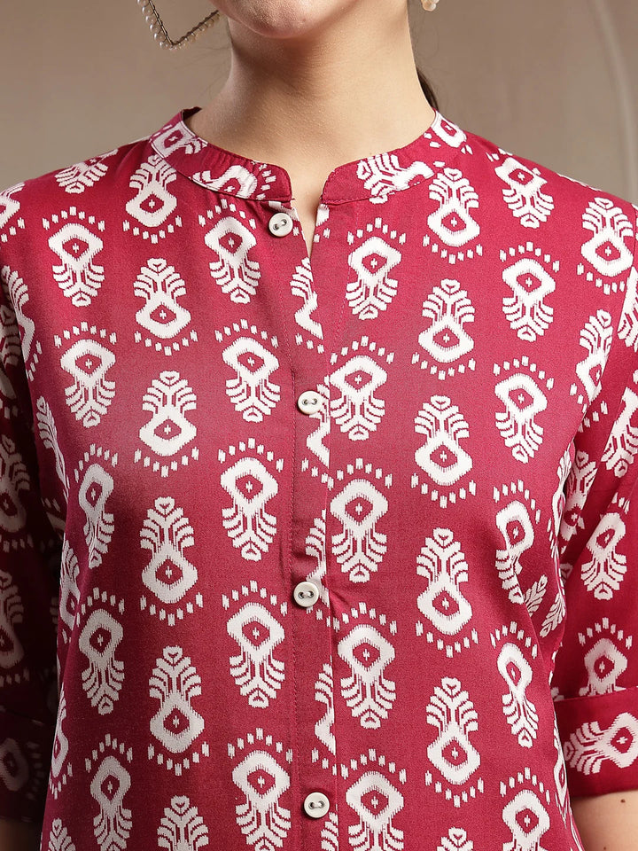 KURTA-Ikkat Printed Cotton A-line
