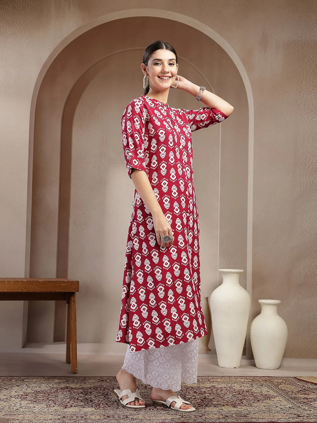 KURTA-Ikkat Printed Cotton A-line